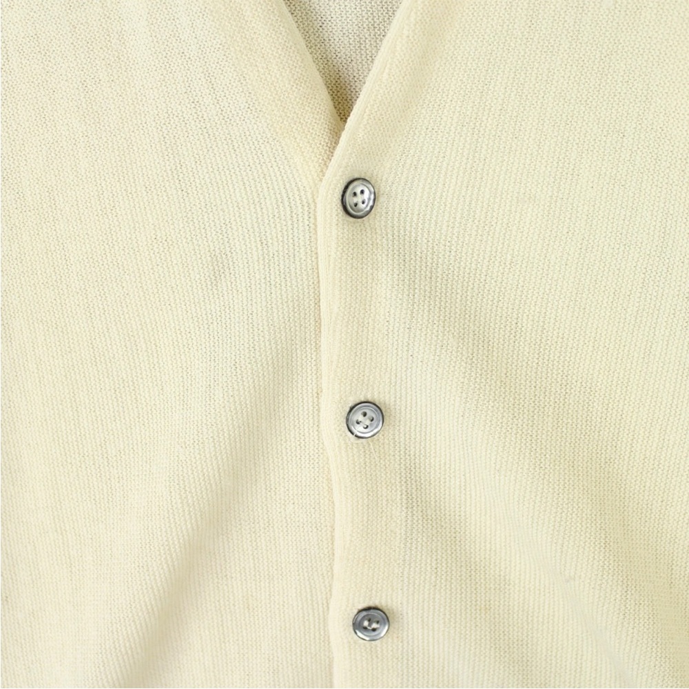 Vintage IZOD Lacoste USA Made Acrylic Sweater Cardigan Cream Knit Men Sz M - Picture 7 of 14
